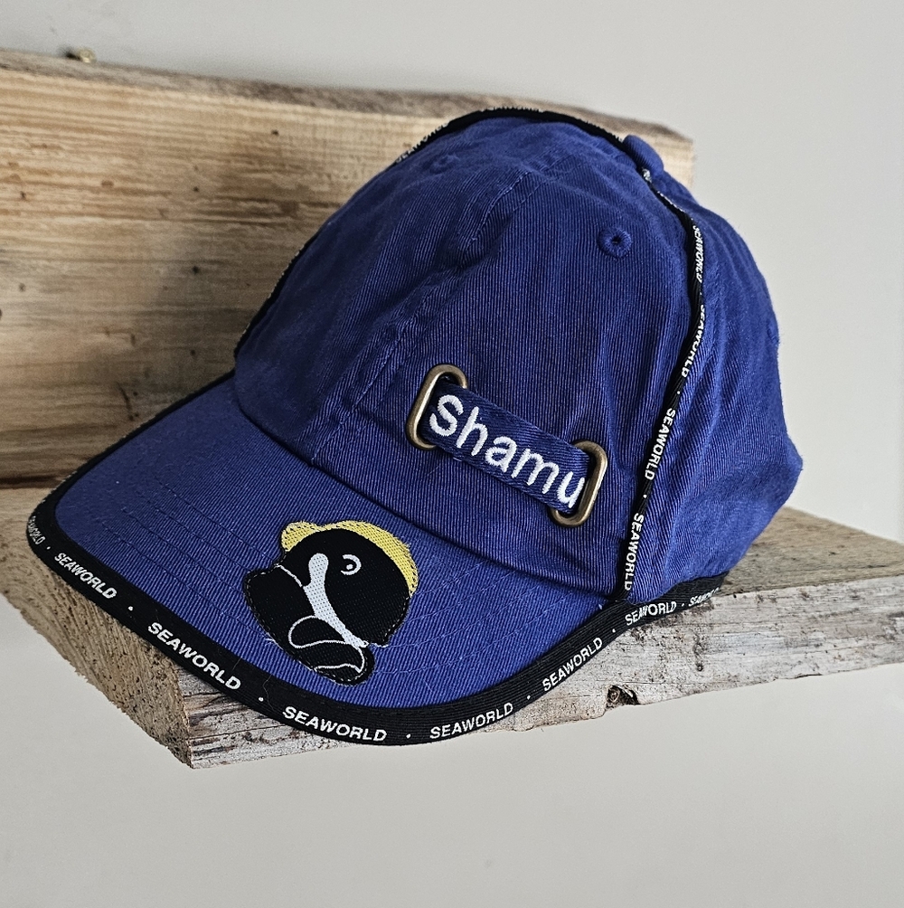 Vintage Sea World Blue Shamu One Size Toddler Baseball Cap Hat 100% Cotton
